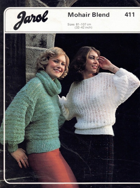 Vintage Jarol Knitting Pattern 411: Cowl Neck & Slash Neck Sweaters