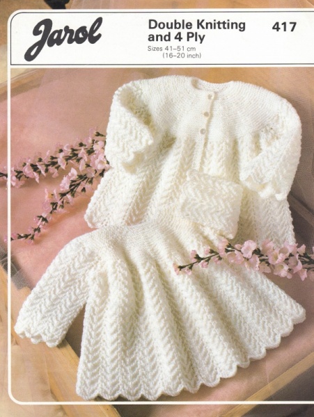 Vintage Jarol Knitting Pattern 417: Baby's Dress & Coat