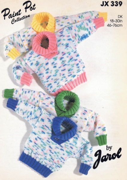 Vintage Jarol Knitting Pattern JX339: Child's Roll Neck Sweater