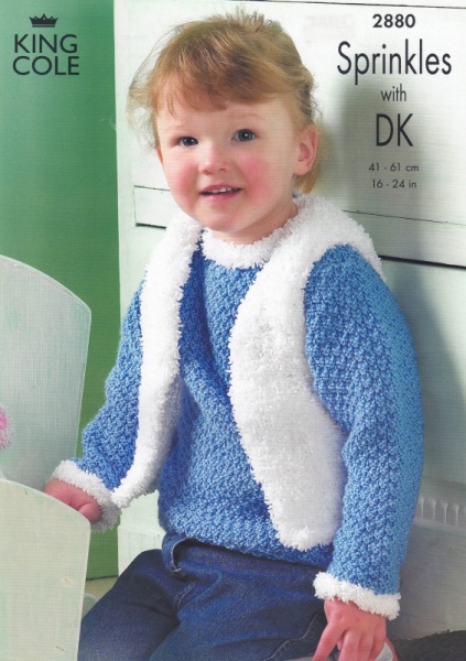 Vintage King Cole Knitting Pattern 2880: Childs Sweater, Gilet, Hat & Scarf