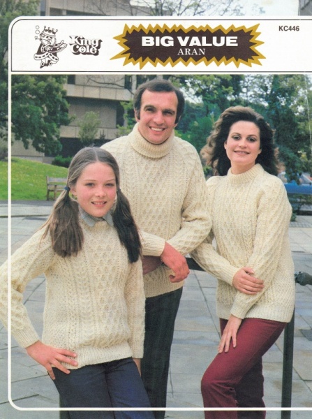 Vintage King Cole Knitting Pattern 446: Family Aran Sweaters