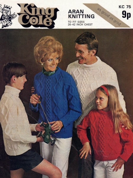Vintage King Cole Knitting Pattern 75: Family Aran Sweaters