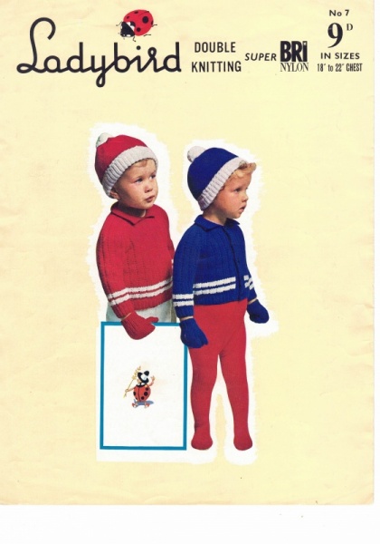 Vintage Ladybird Knitting Pattern 7 - Cardigan, Sweater, Mittens & Hat- PDF Download