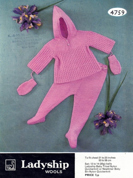 Vintage Ladyship Knitting Pattern 4759 - Baby's Outdoor Set