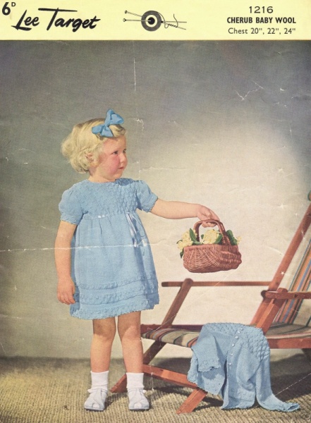 Vintage Lee-Target Knitting Pattern 1216: Childs Jacket, Frock & Knickers
