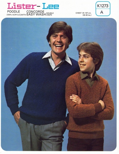 Vintage Lister-Lee Knitting Pattern K1273: Man's & Boy's Sweaters