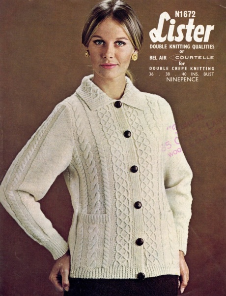 Vintage Lister Knitting Pattern N1672 - Lady's Aran Jacket