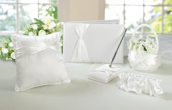 Wedding In A Box - 5 Piece Cream Satin Bridal Accessory Set