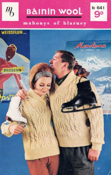 Vintage Mahony Knitting Pattern 641: His & Hers Matching Aran Sweaters