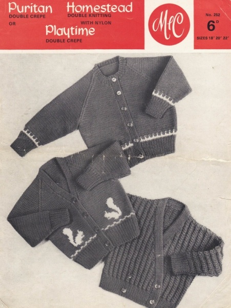 Vintage Knitting Pattern 252: Toddler's Cardigans