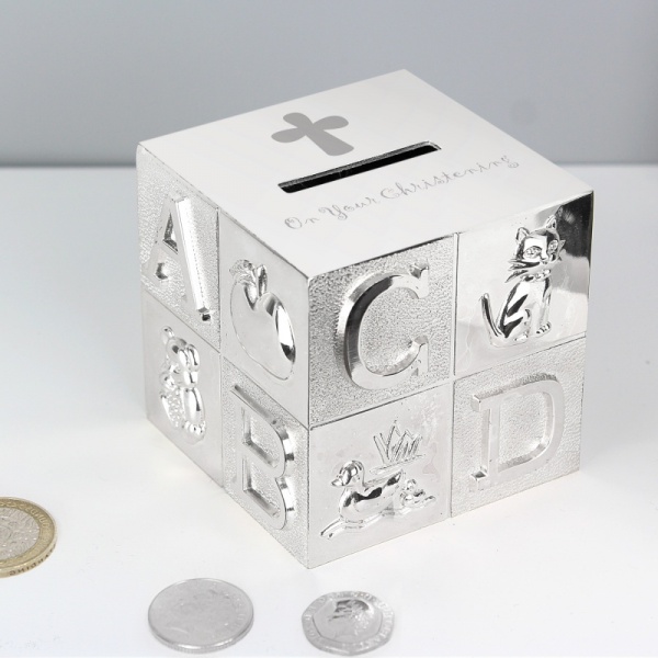 Silver Plated Christening ABC Money Box