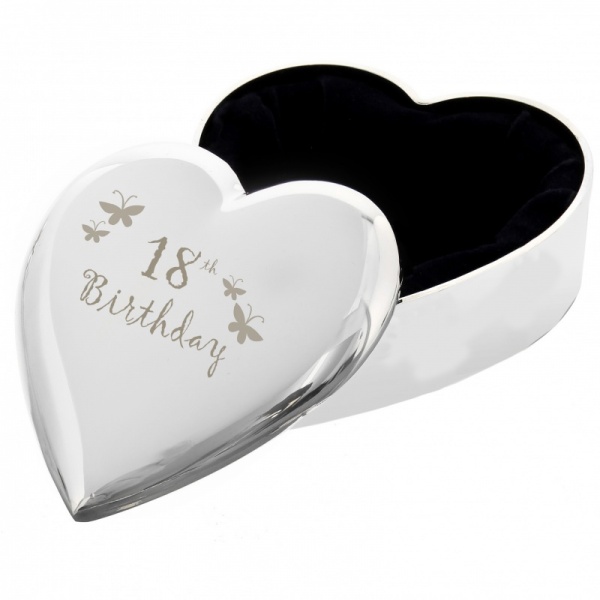 18th Birthday Butterflies Design Heart Trinket Box
