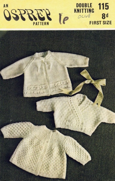 Vintage Osprey Knitting Pattern No 115: Baby's Matinee Coats & Cardigan