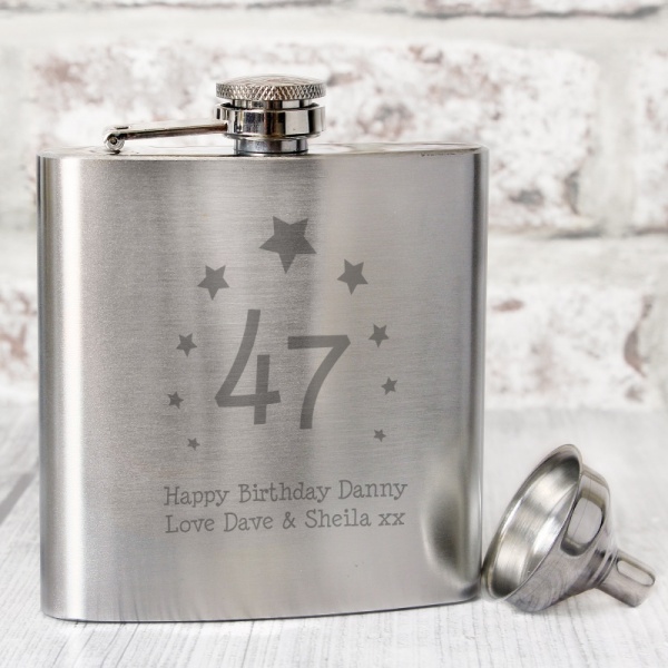 Personalised Stainless Steel Birthday 'Number' Hip Flask - 6oz