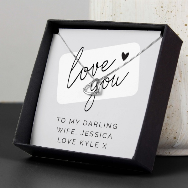 Personalised Love You Sentiment Silver Tone Necklace and Box