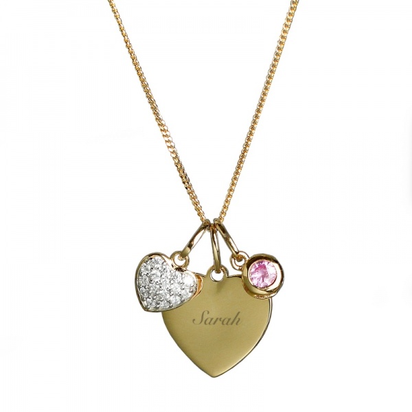 Personalised Sterling Silver & 9ct Gold Heart Necklace (Name)