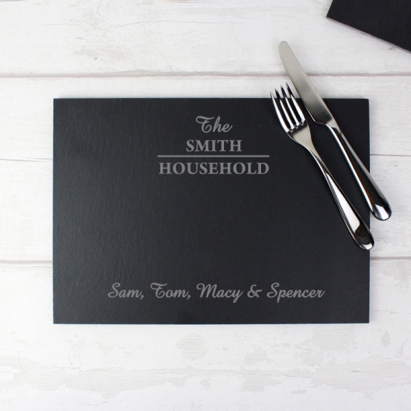 Personalised Family Slate Rectangle Placemat