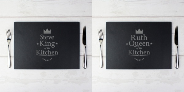 Personalised King & Queen of the Kitchen Slate Placemats