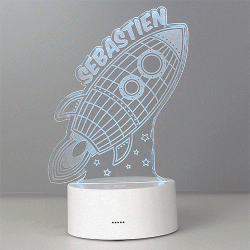 Personalised Rocket LED Colour Changing Night Light