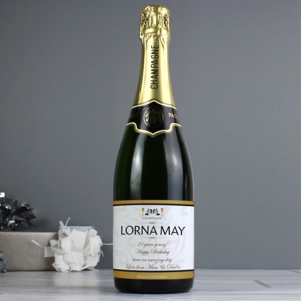 Personalised Damask Bottle of Champagne