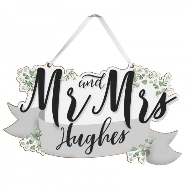 Personalised 'Mr & Mrs' Wooden Hanging Sign Decoration