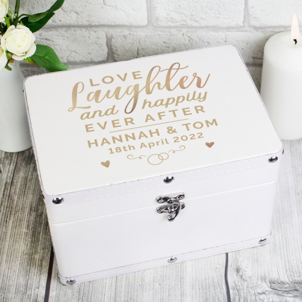 Personalised Love Laughter Leather Keepsake Box