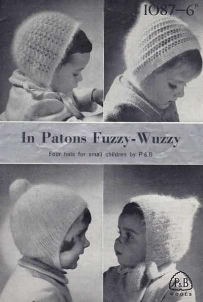 Vintage Patons Knitting Pattern 1087: Four Hats for Small Children