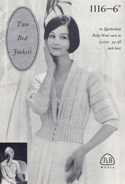 Vintage Patons Knitting Pattern 1166: Lady's Bed Jackets