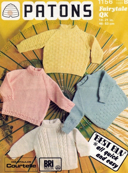 Vintage Patons Knitting Pattern 1156: Raglans for Pram People
