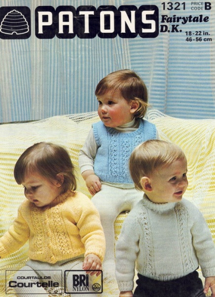 Vintage Patons Knitting Pattern 1321: Baby Cardigan & Sweaters