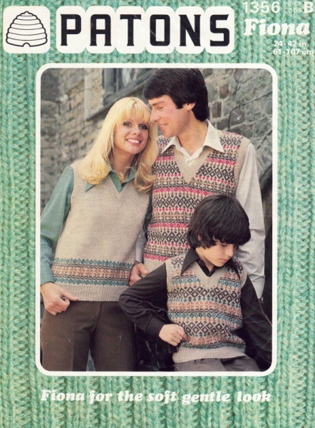 Vintage Patons Knitting Pattern 1356: Family Fair Isle Look Slipovers