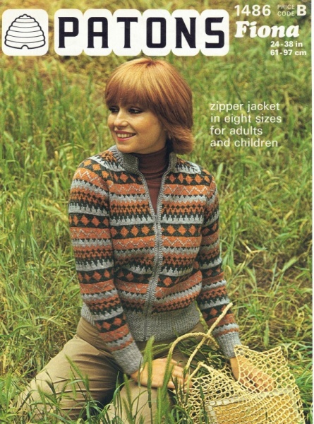 Vintage Patons Knitting Pattern 1486: Family Zipper Jacket