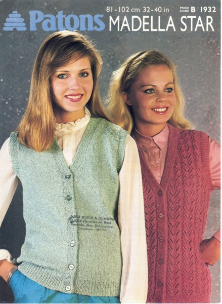 Vintage Patons Knitting Pattern 1932: Lady's Waistcoat - PDF Download