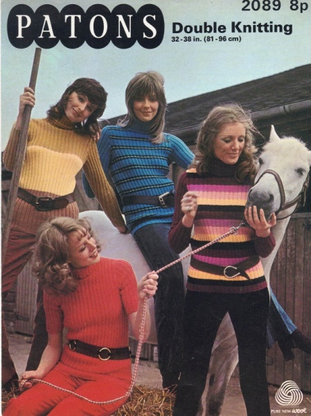 Vintage Patons Knitting Pattern 2089: Lady's Ribbed Sweater