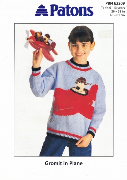 Vintage Patons Knitting Pattern 2209: Child's Sweater - Gromit In Plane