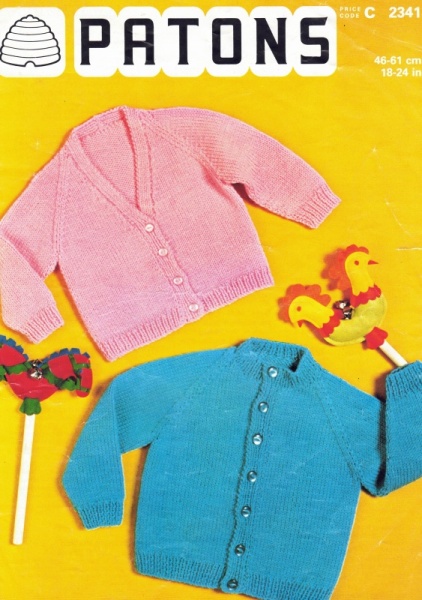 Vintage Patons Knitting Pattern 2341: Children's Cardigans