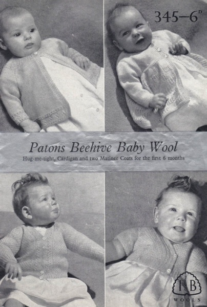 Vintage Patons Knitting Pattern 345: Baby's Matinee Coats & Cardigans