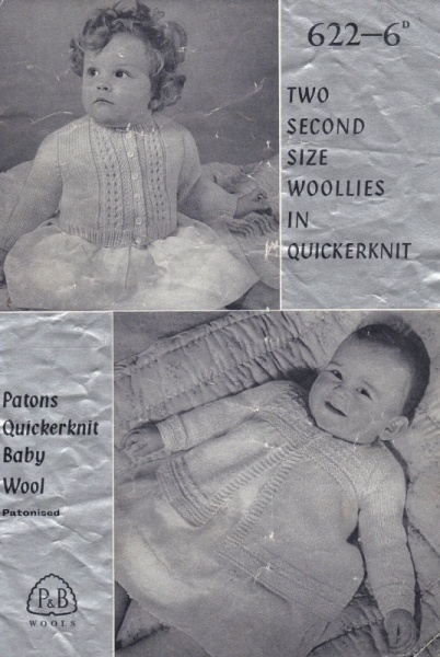 Vintage Patons Knitting Pattern 622: 2nd Size Cardigan & Matinee Coat
