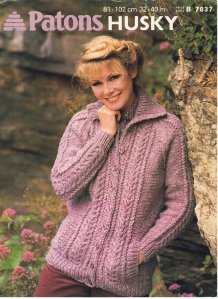 Vintage Patons Knitting Pattern 7037: Lady's Jacket with Collar