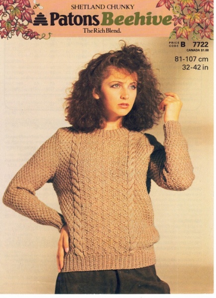 Vintage Patons Knitting Pattern 7722: Lady's Textured Sweater