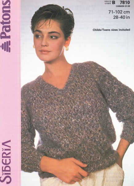 Vintage Patons Knitting Pattern 7810: Lady's V-Neck Lacy Sweater