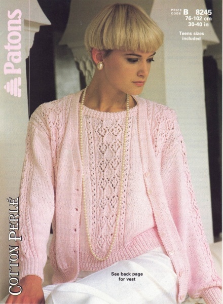 Vintage Patons Knitting Pattern 8245: Lady's Cardigan & Vest