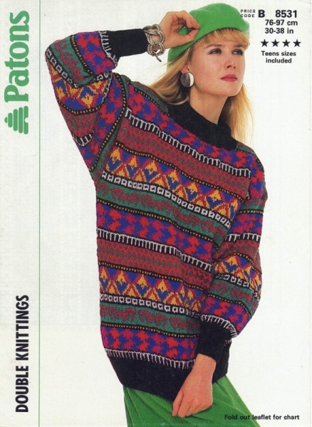 Vintage Patons Knitting Pattern 8531: Lady's Fair Isle Sweater