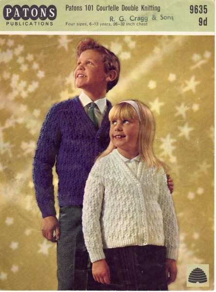 Vintage Patons Knitting Pattern 9635: Boy's & Girl's Raglan Cardigans