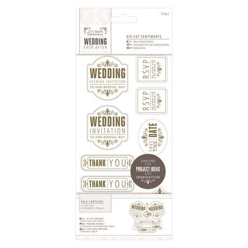 Papermania Wedding Invitation Mixed Die-Cut Sentiments ~ Gold