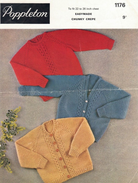 Vintage Poppleton Knitting Pattern 1176: Toddler's Sweater & Cardigan