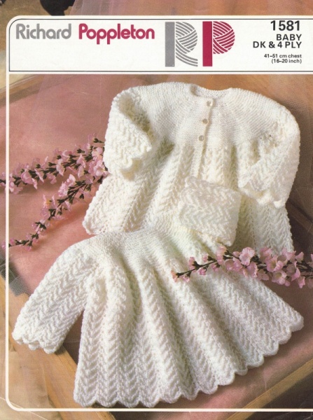 Vintage Poppleton Knitting Pattern 1581: Baby's Dress