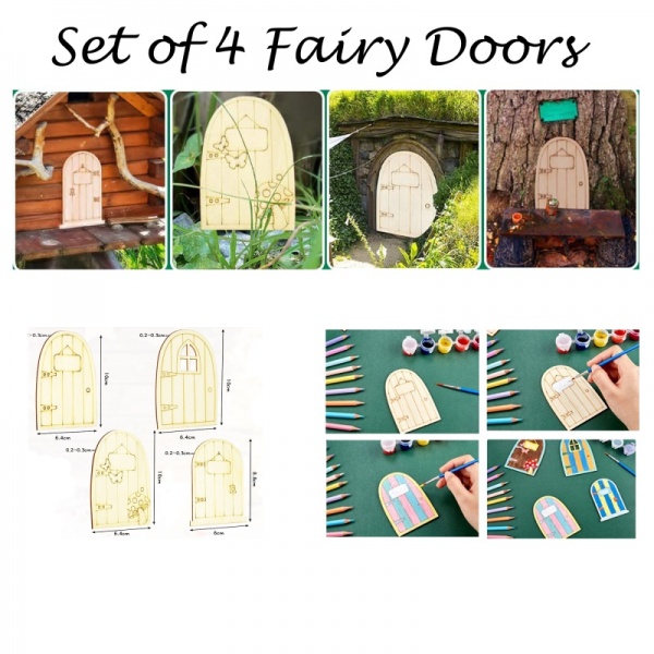 Paint Your Own Wooden Fairy Doors - Set 4 Doors