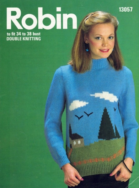 Vintage Robin Knitting Pattern 13057 - Ladies Country Sweater