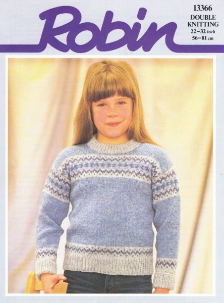 Vintage Robin Knitting Pattern 13366: Child's Sweater